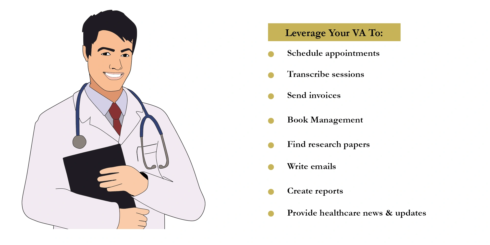 doctor delegating scheduling and tasks to a virtual assistant